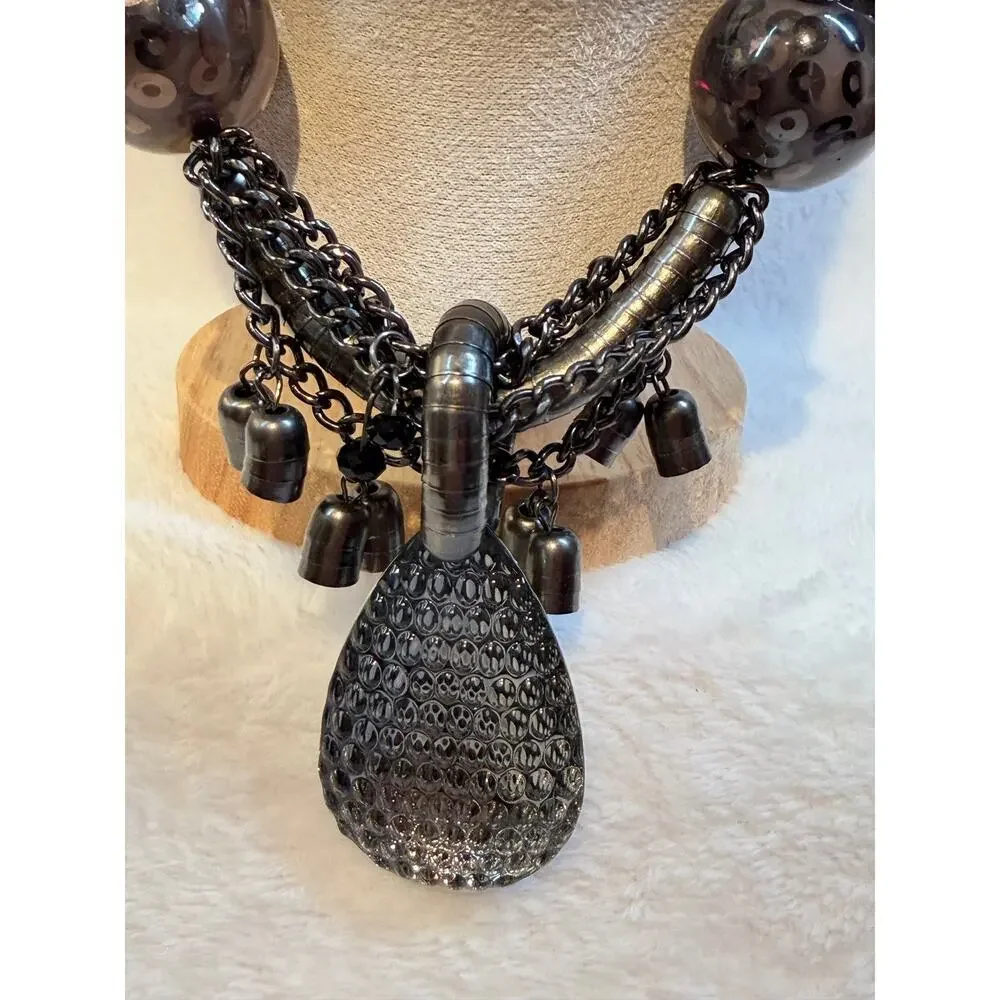 Vintage Gunmetal Industrial Statement Necklace - Chunky | Punk